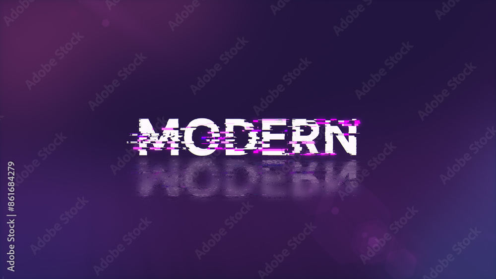 Poster 3d rendering modern text with screen effects of technological glitches