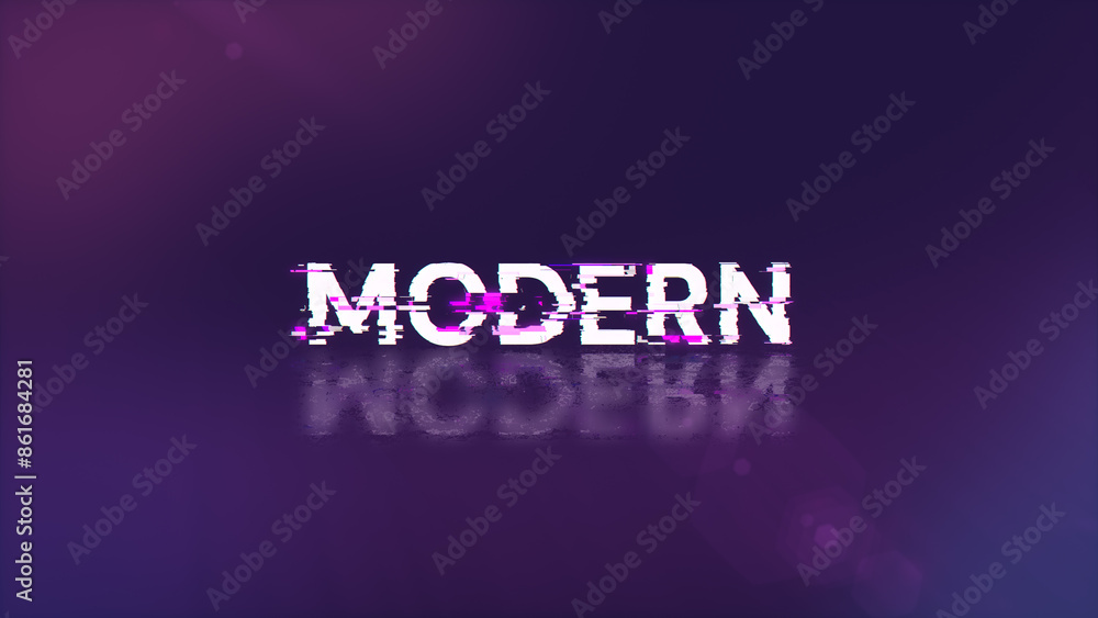 Poster 3d rendering modern text with screen effects of technological glitches