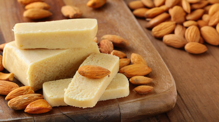 almond marzipan for dessert on a board