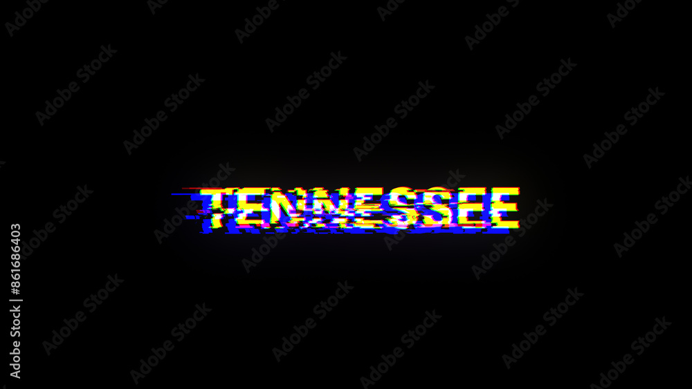 Poster 3d rendering tennessee text with screen effects of technological glitches