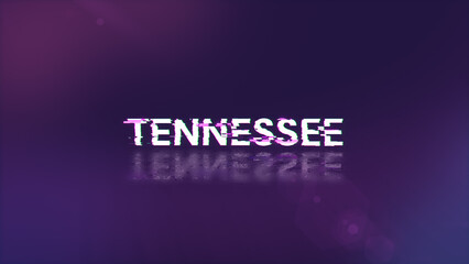 3D rendering Tennessee text with screen effects of technological glitches