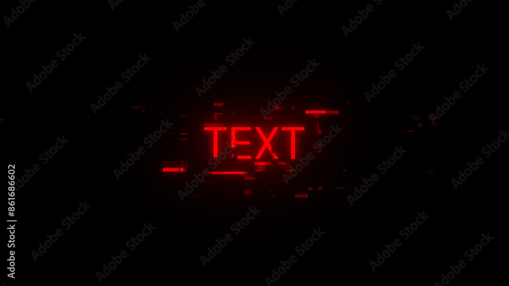 Poster 3d rendering text with screen effects of technological glitches