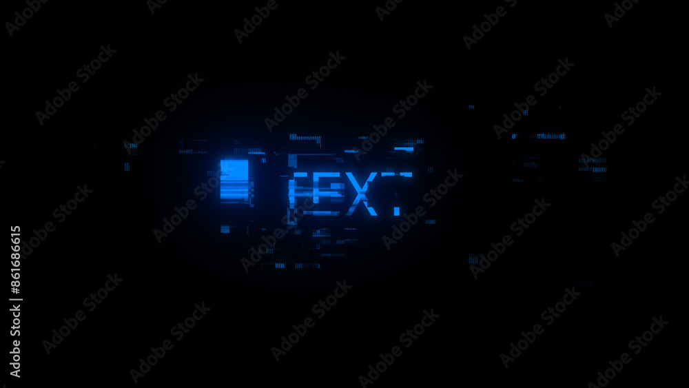 Poster 3d rendering text with screen effects of technological glitches