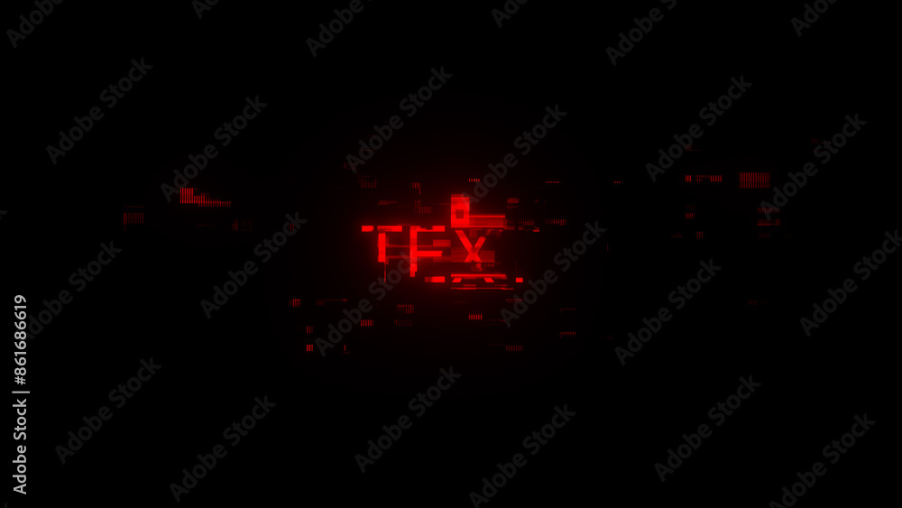 Poster 3d rendering text with screen effects of technological glitches
