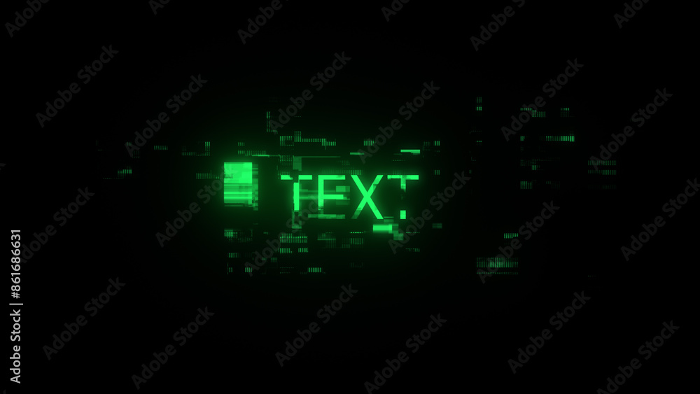 Poster 3d rendering text with screen effects of technological glitches