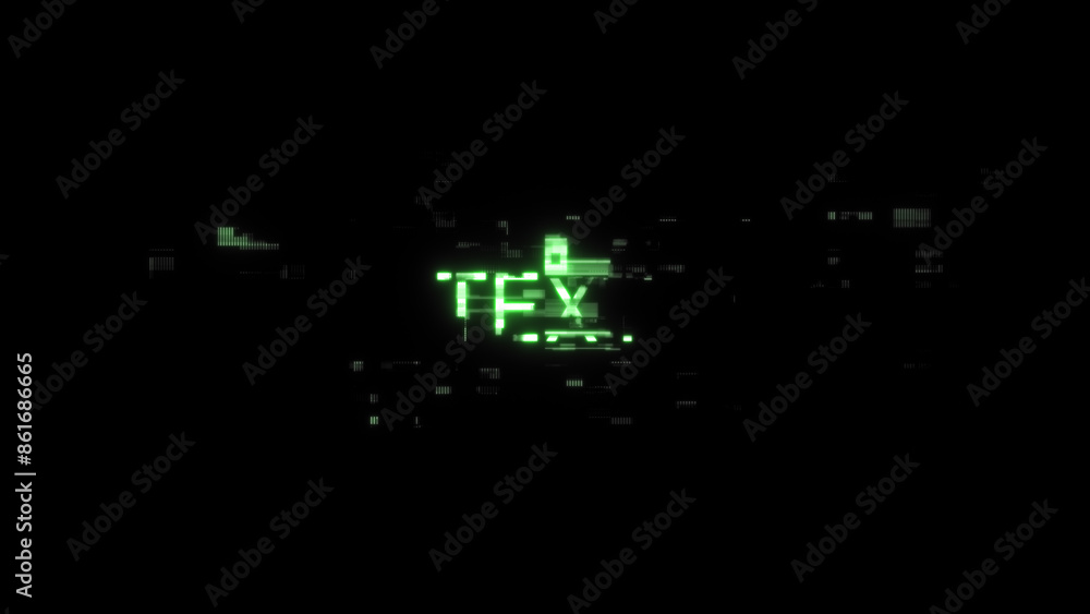 Poster 3d rendering text with screen effects of technological glitches