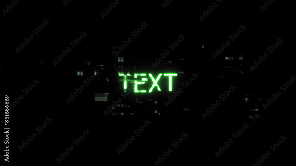 Poster 3d rendering text with screen effects of technological glitches