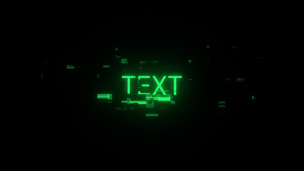 3D rendering text with screen effects of technological glitches
