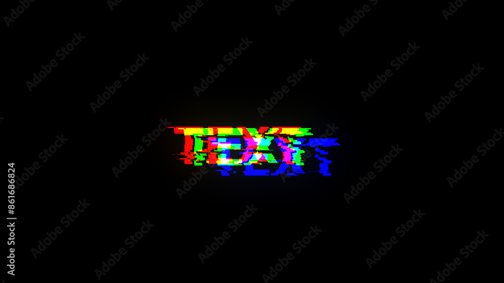 Poster 3d rendering text with screen effects of technological glitches