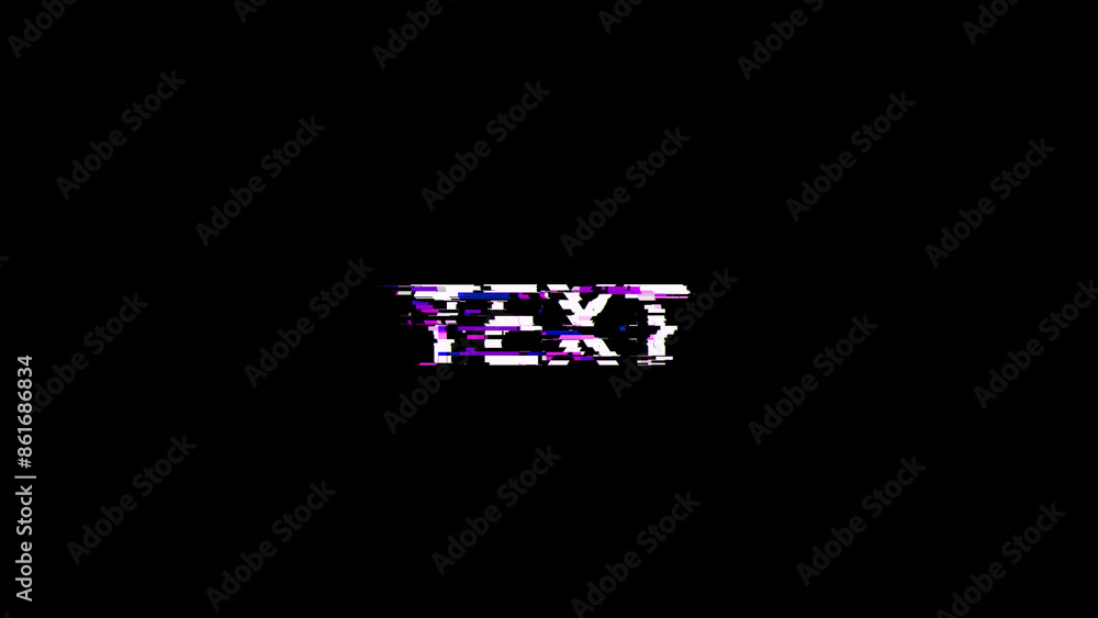Poster 3d rendering text with screen effects of technological glitches