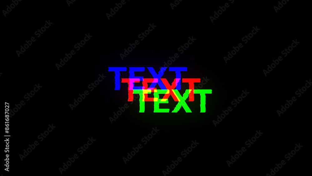 Poster 3d rendering text with screen effects of technological glitches