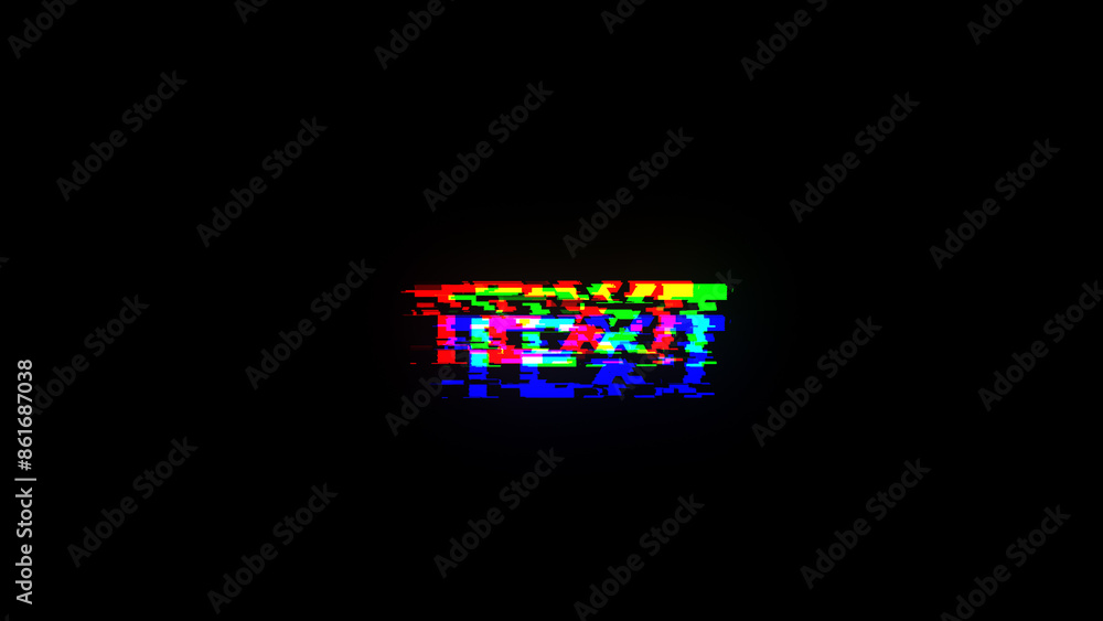 Poster 3d rendering text with screen effects of technological glitches