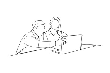 One continuous line drawing of a team that collaborates perfectly. Business Project minimalist concept. Single line draw vector graphic design illustration