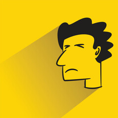 annoyed and sad face avatar with shadow on yellow background