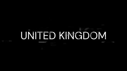 3D rendering United Kingdom text with screen effects of technological glitches