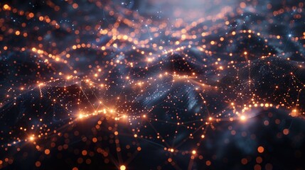 Obraz premium Abstract glowing particles on a dark, textured surface.