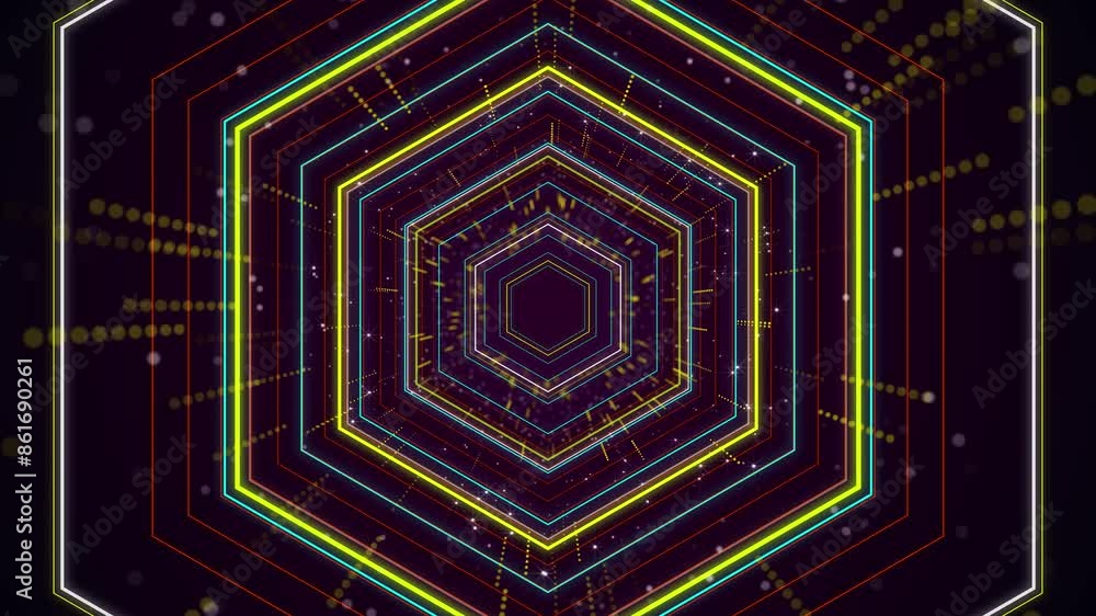 Poster technology tunnel, digital lines, big data flow, futuristic matrix background. data network, virtual