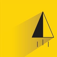 paper plane icon with shadow on yellow background