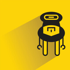 robot icon with shadow on yellow background