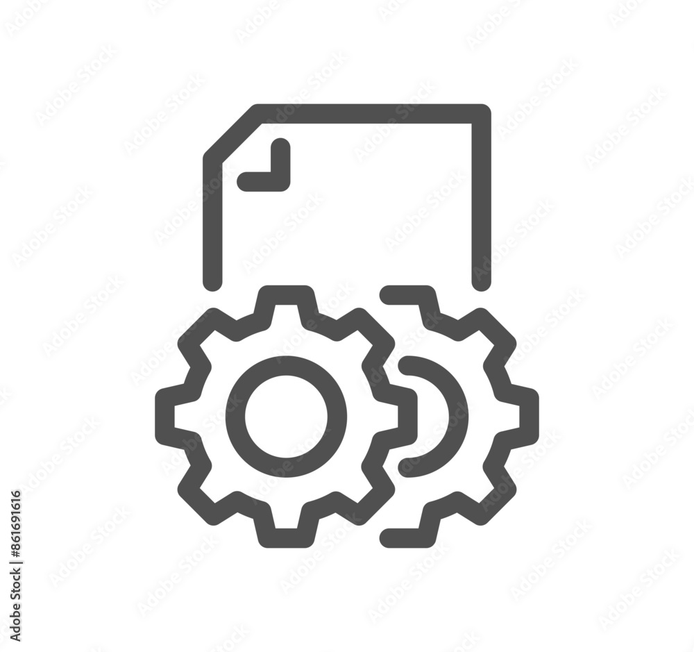 Poster document flow management related icon outline and linear vector.