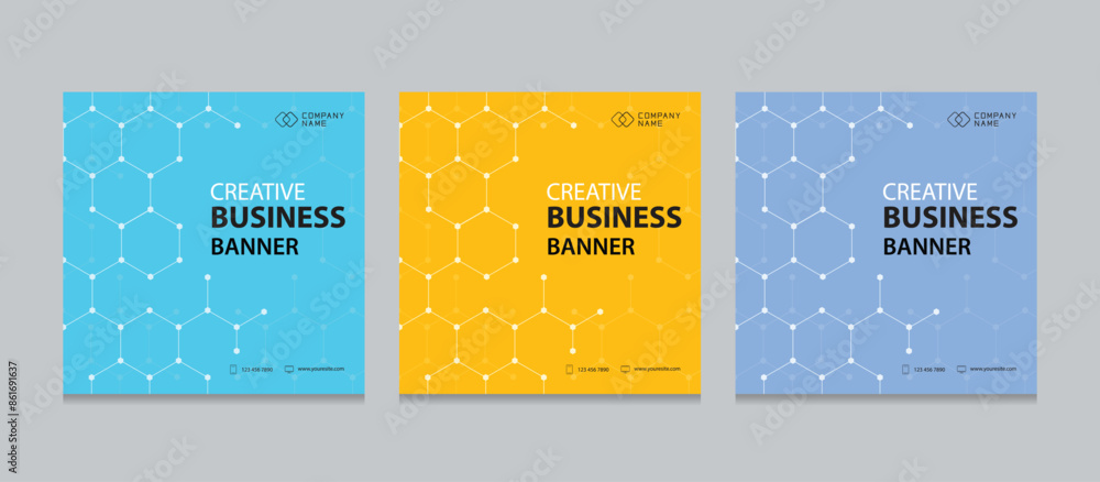 Poster set of square abstract background for business web banner design template. suitable for social media