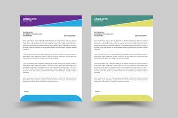 Modern and minimalist corporate company business letterhead template two color variation letterhead set for your business.Clean and professional corporate company business letterhead template design.