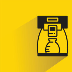 coffee maker icon with shadow on yellow background