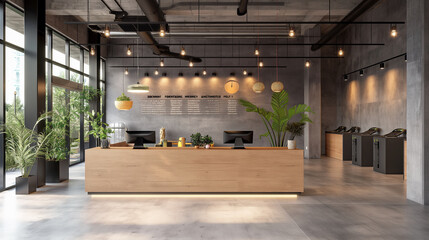 A gym's reception area with friendly staff, gym, welcome, hd, inviting with copy space