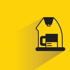 coffee machine icon with shadow on yellow background