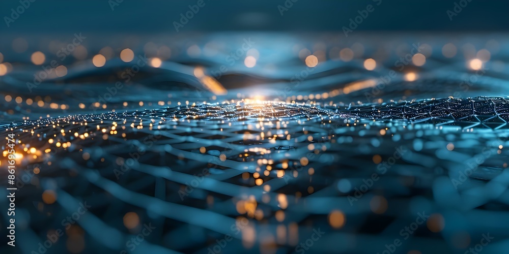 Poster digital network connection over blue background with illuminated theme in technology. concept techno