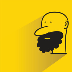 beard man with shadow on yellow background