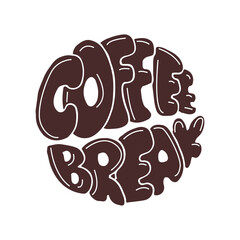 Coffee break phrase. Modern typography lettering text font. Vector art isolated on white background. Hand drawn lettering brown color for logo , banner , poster and other design uses.