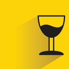 wine glass icon with drop shadow on yellow background
