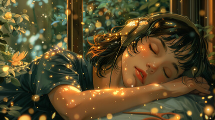 The children fell asleep during their evening study at home