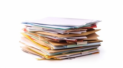 stack of business documents and papers isolated on white background office paperwork stock photo
