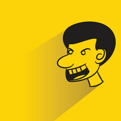 angry man character with shadow on yellow background