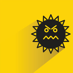 nervous sun emoji with shadow on yellow background