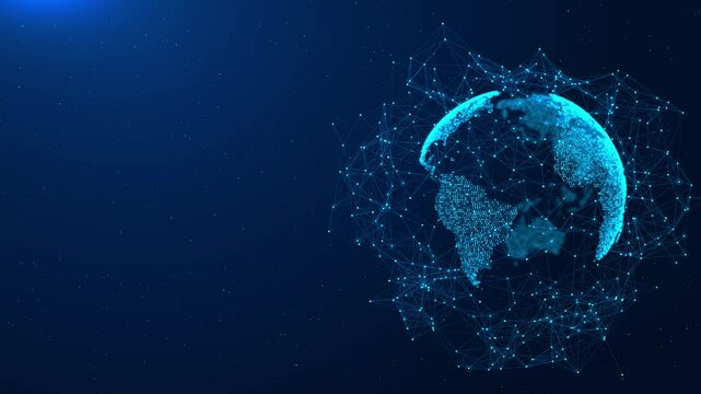 4K 3D Hud Planet earth globe maps world animation Earth map digital connection social network. world communication data. Blockchain technology database Business finance crypto currency web 3.0 - Powered by Adobe