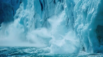 Fototapeta premium stark closeup of a melting glacier illustrating the impact of global warming