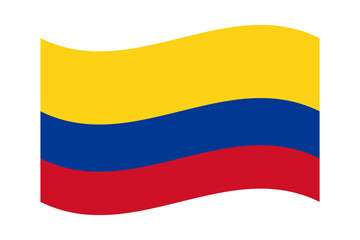 Vector illustration of wavy Colombia flag on transparent background