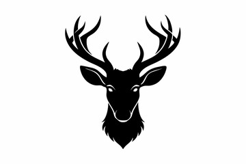 isolated black silhouette of a deer head collection, Set of deer silhouette vector. Deer Silhouette, Deer Head	
