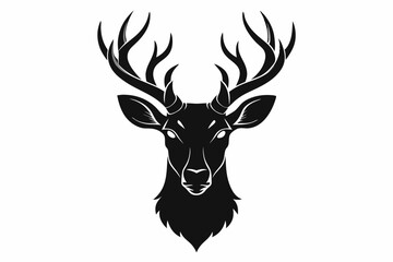 isolated black silhouette of a deer head collection, Set of deer silhouette vector. Deer Silhouette, Deer Head	
