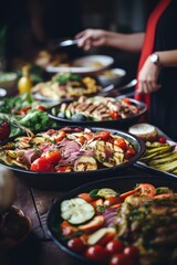 Obraz premium People group catering buffet food indoor