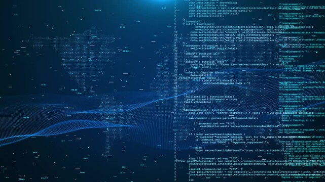 Virus code and software hack concept. Cyber security binary code encryption data, Privacy security protection network encode decode online access. Technology data flow background