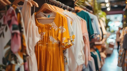 stylish summer womens clothing collection showcased in fashionable store lifestyle photo