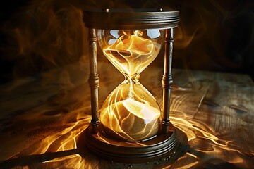 A vortex of golden sand swirling in an ancient hourglass