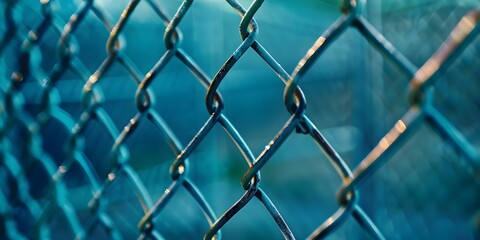 Fototapeta premium The Symbolism of Metal Fences in the Criminal Justice System A Reflection of Systemic Racism and Inequality. Concept Systemic Racism, Metal Fences, Criminal Justice, Inequality, Symbolism