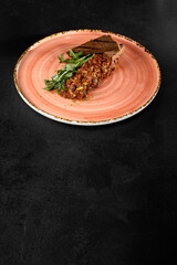 Beef Tartare with Crispy Toasts on Rustic Plate - Gourmet Food Presentation