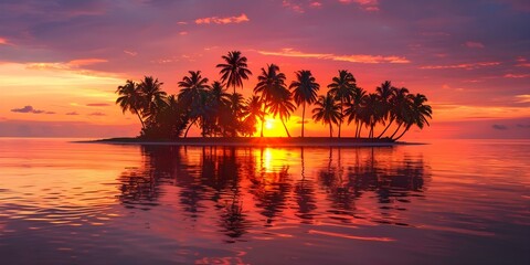 Sunset Reflections on a Deserted Island. Concept Sunset Photography, Island Exploration, Reflections, Deserted Locations