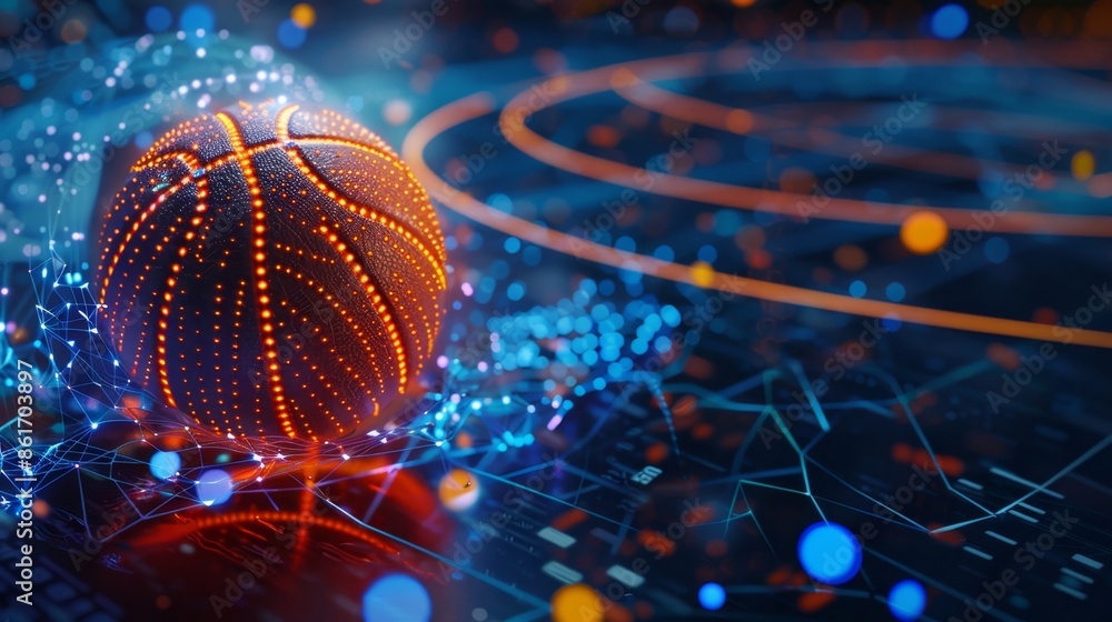 Aufkleber a basketball with sensors that track shooting percentage ball speed and shot arc all transmitted in 